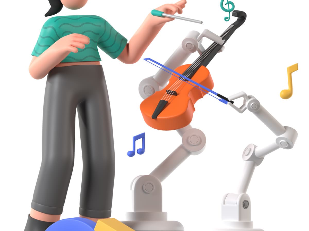 Render output with audio UI and headphones