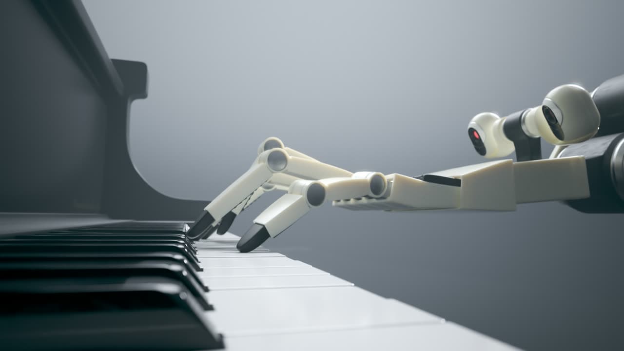 Robotic hand playing piano keys